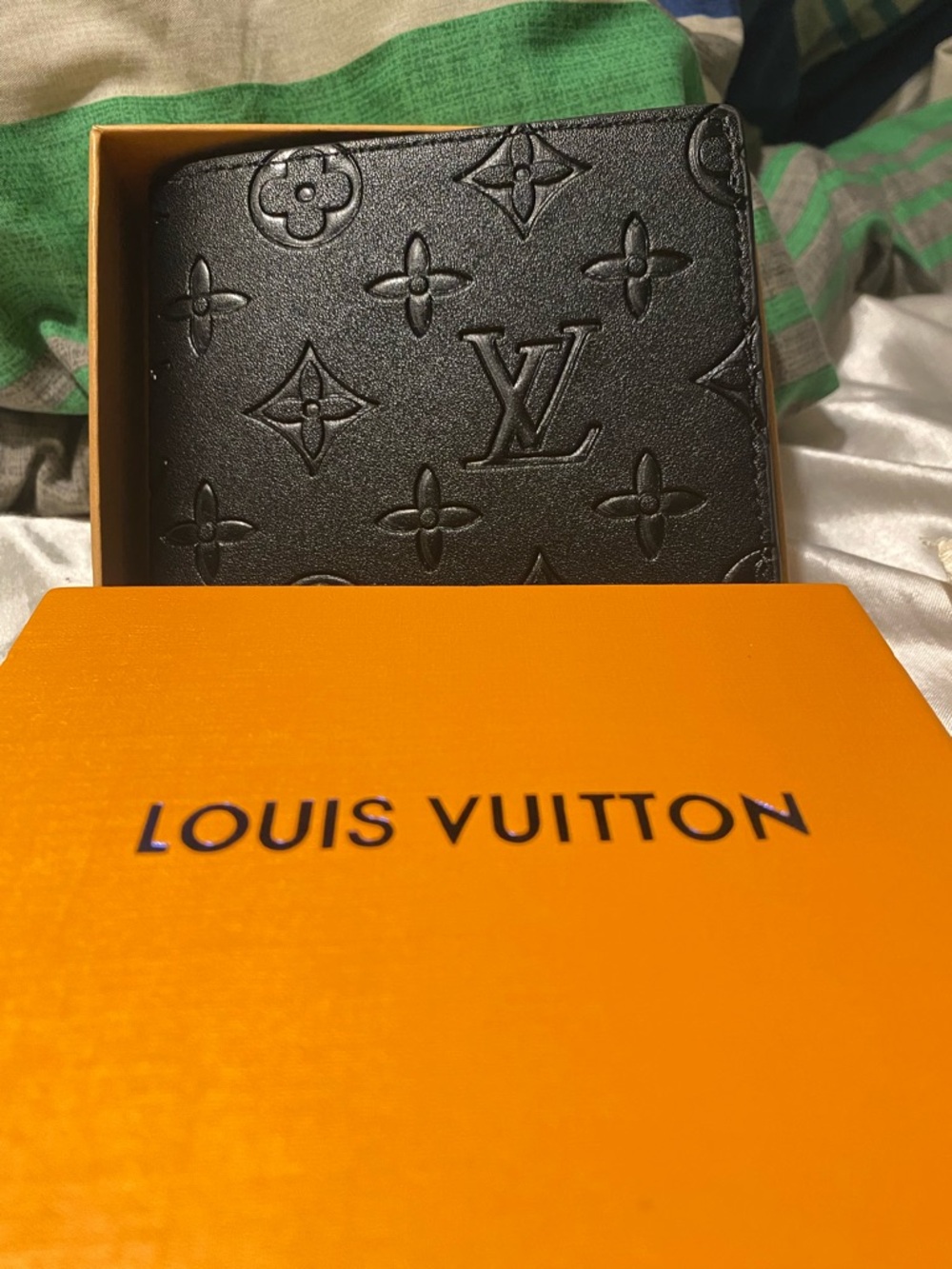 Louis Vuitton Black Embossed Monogram Bifold Wallet